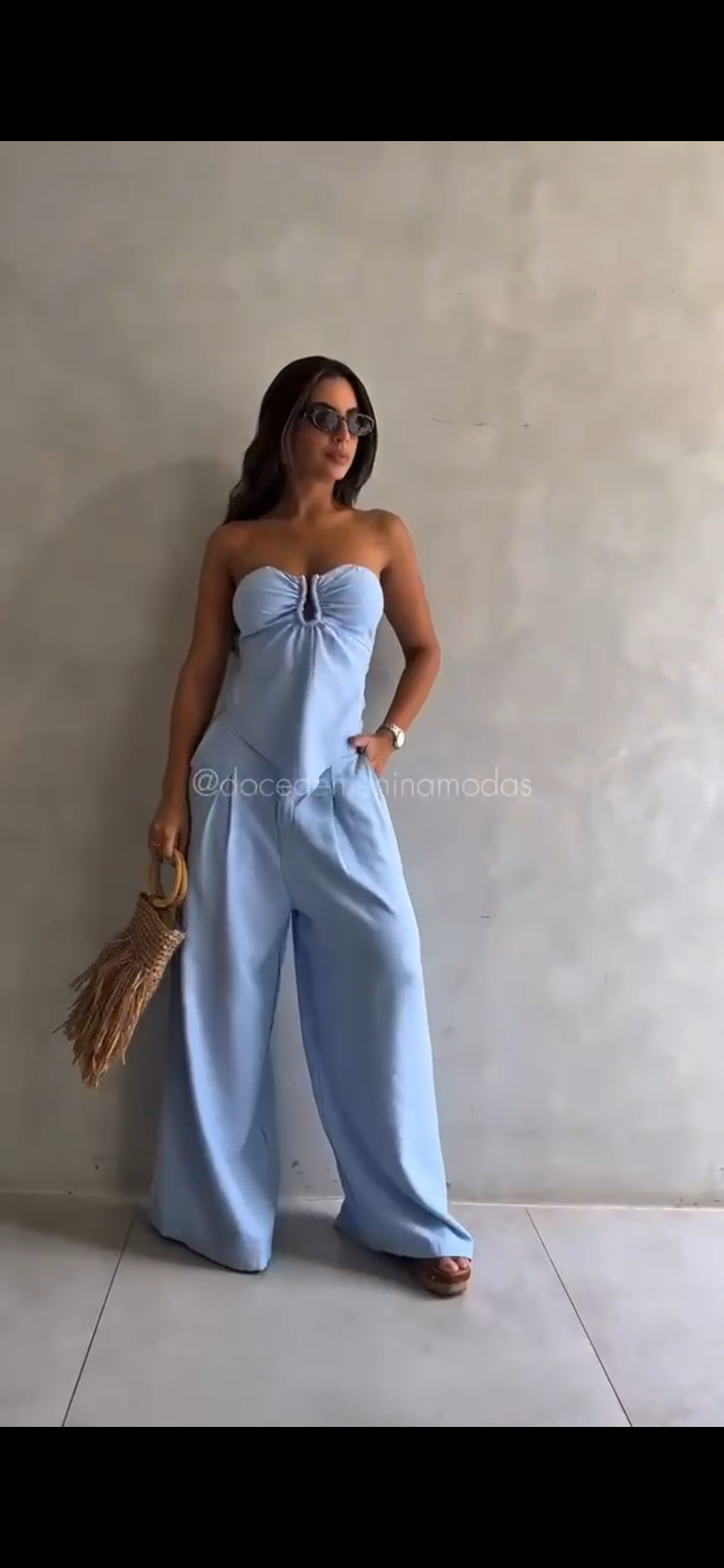 Coordinato Lino: Top Bustier a Punta e Pantalone Palazzo