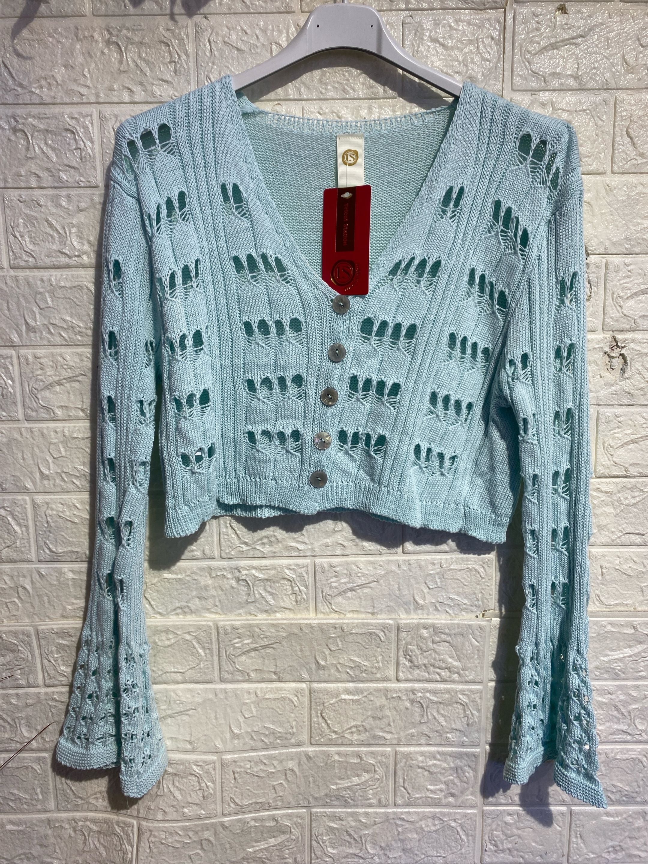 Cardigan Crop in Maglia Traforata – Romantic Boho Style