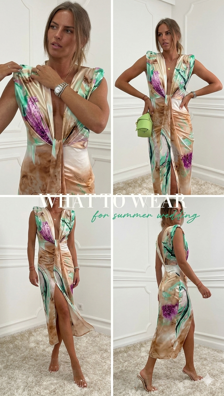 Abito Midi "Sunset Dream" – Fantasia Astratta e Satin