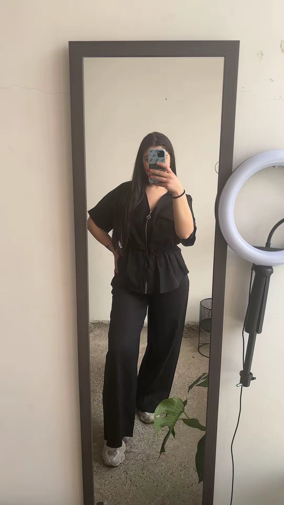 Coordinato "Urban Utility" Total Black – Camicia Zippata & Pantalone Wide Leg