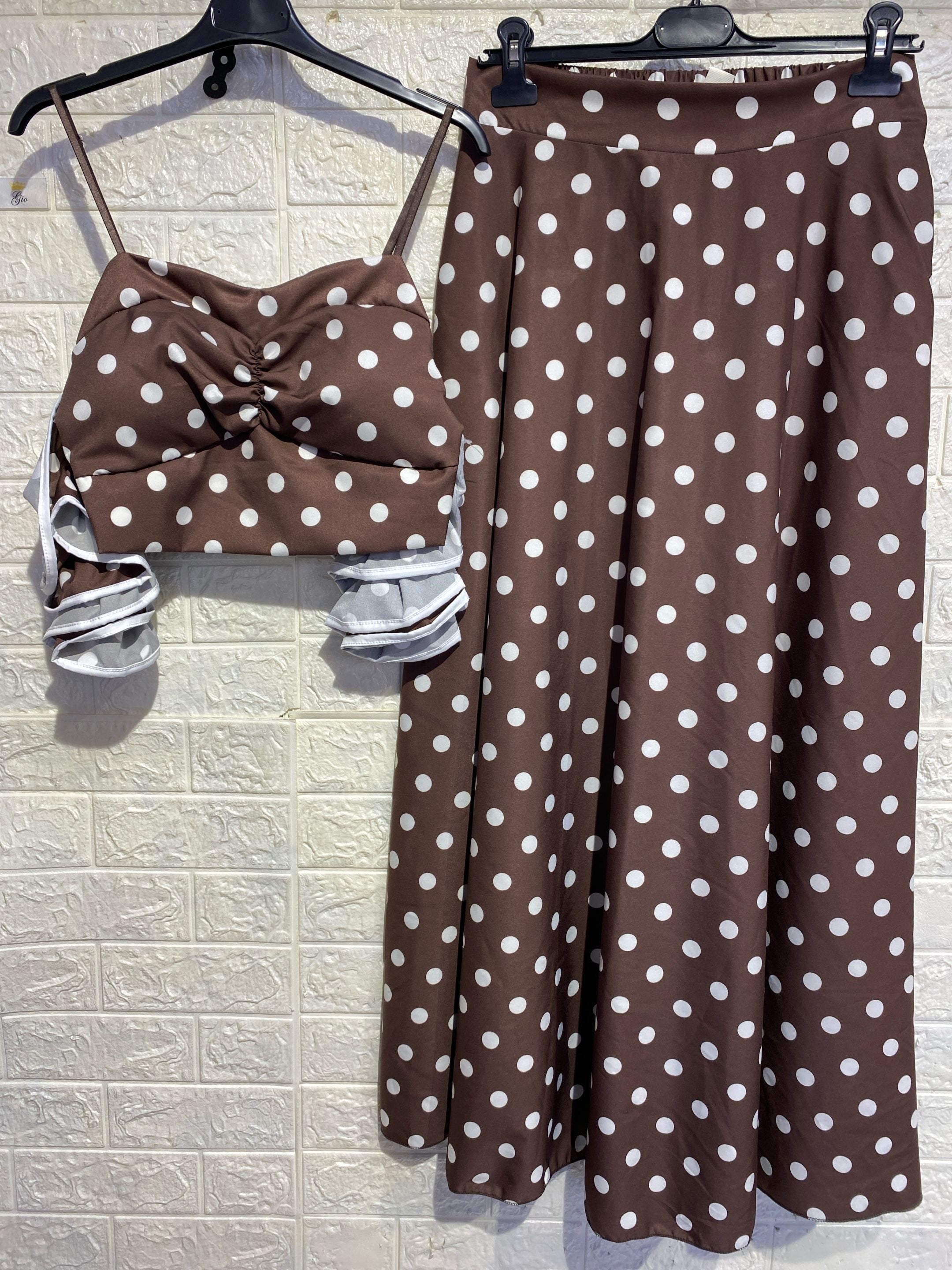 Coordinato "Chic Polka" – Top Crop & Gonna Maxi a Pois