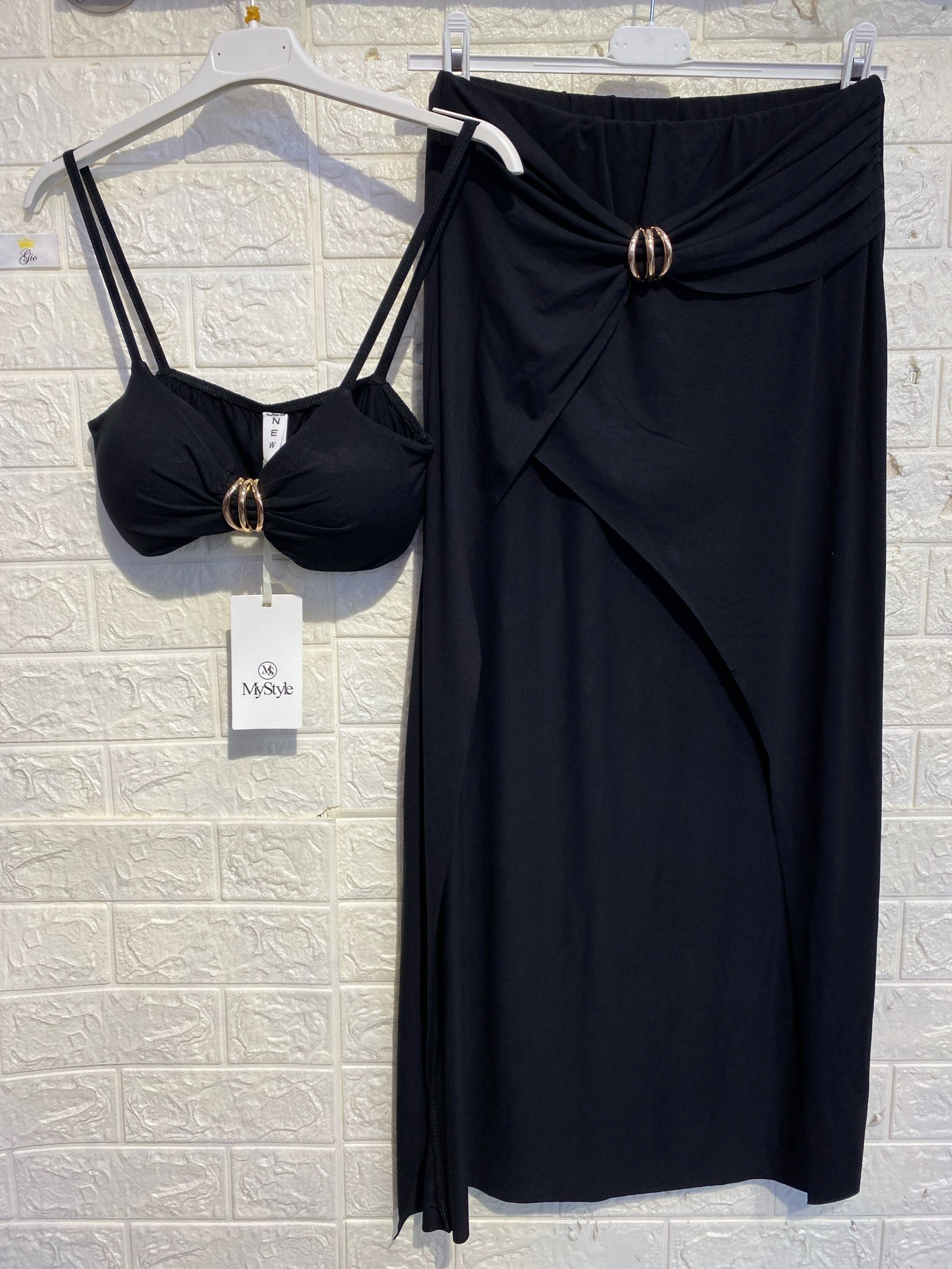 Coordinato Riviera– Top Crop e Gonna Longuette con Spacco