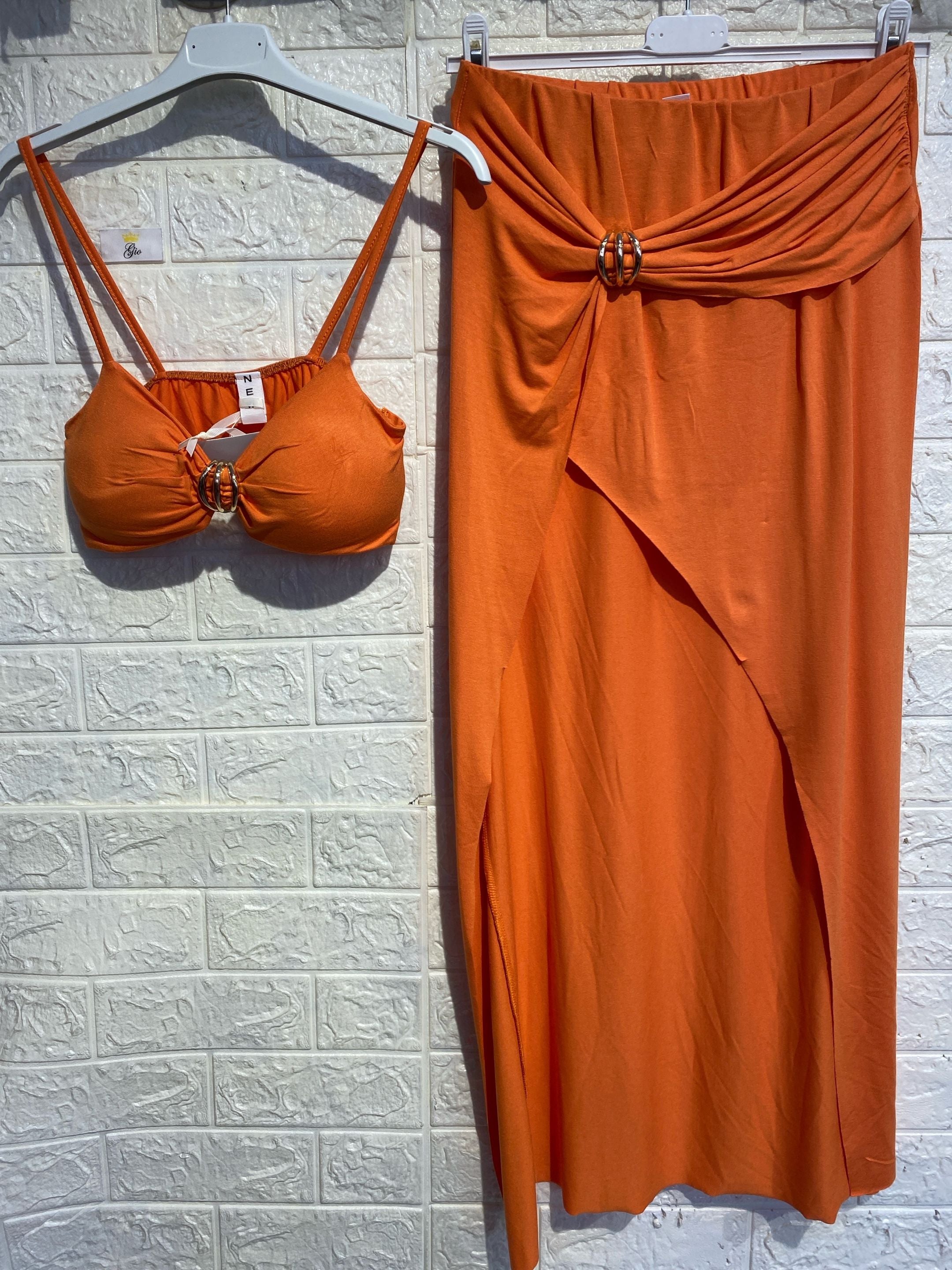 Coordinato Riviera– Top Crop e Gonna Longuette con Spacco