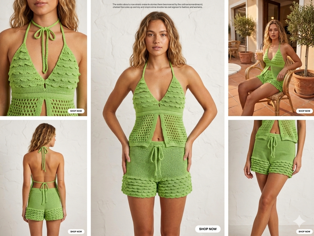 Set Coordinato "Aura" – Top e Shorts in Crochet Lavorato a Mano