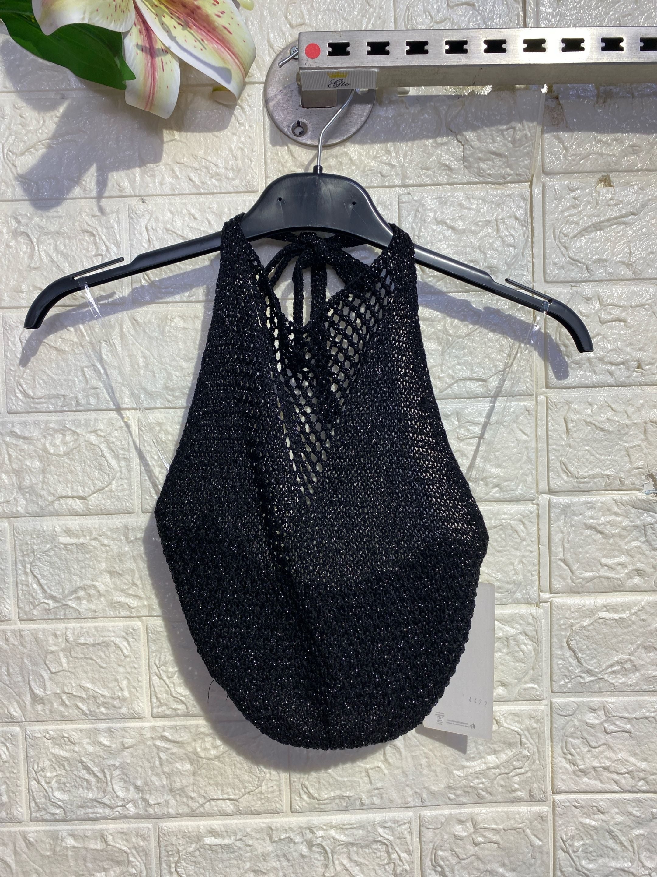 Top Crop Lurex ad Incrocio Americano