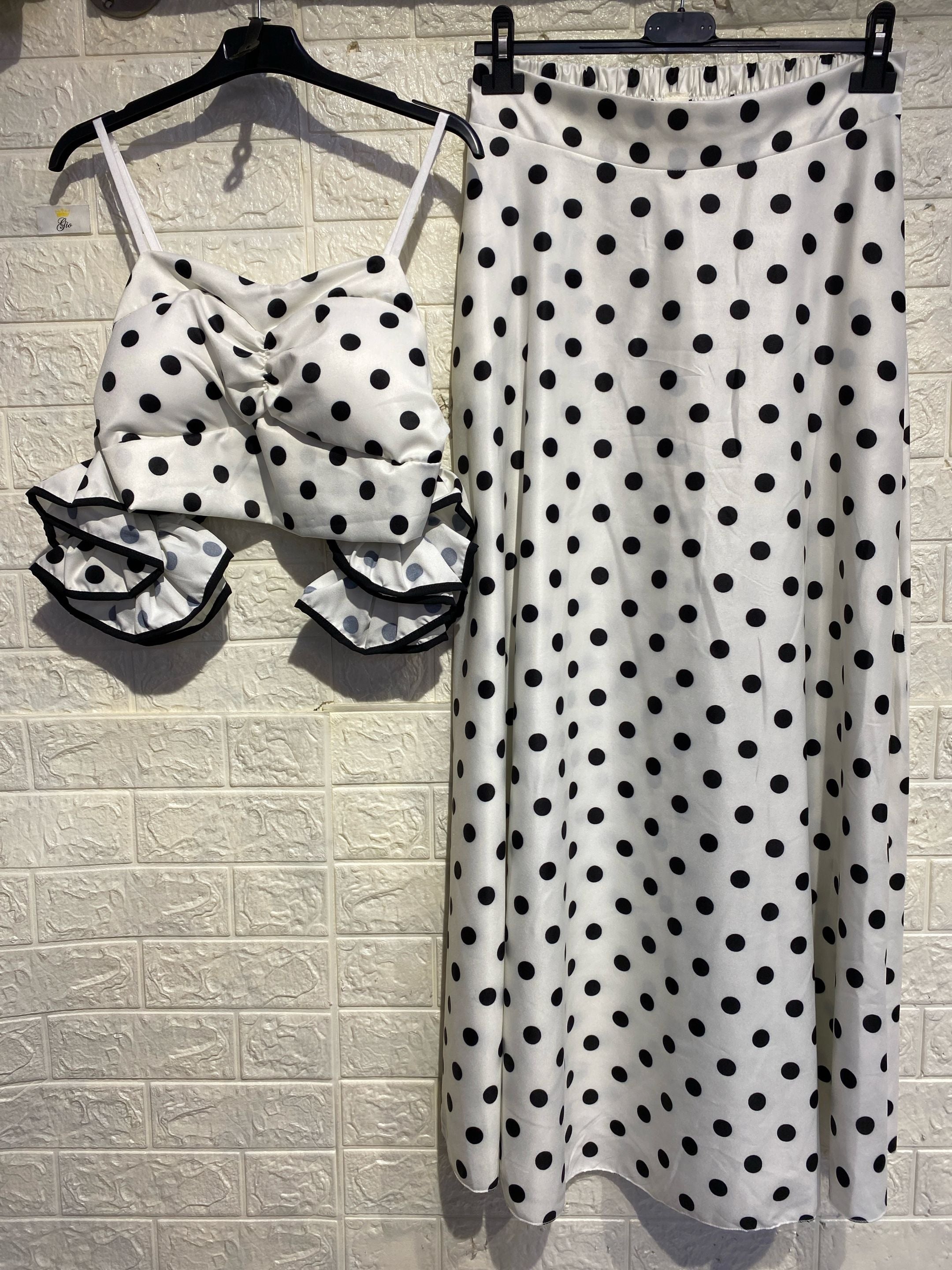 Coordinato "Chic Polka" – Top Crop & Gonna Maxi a Pois