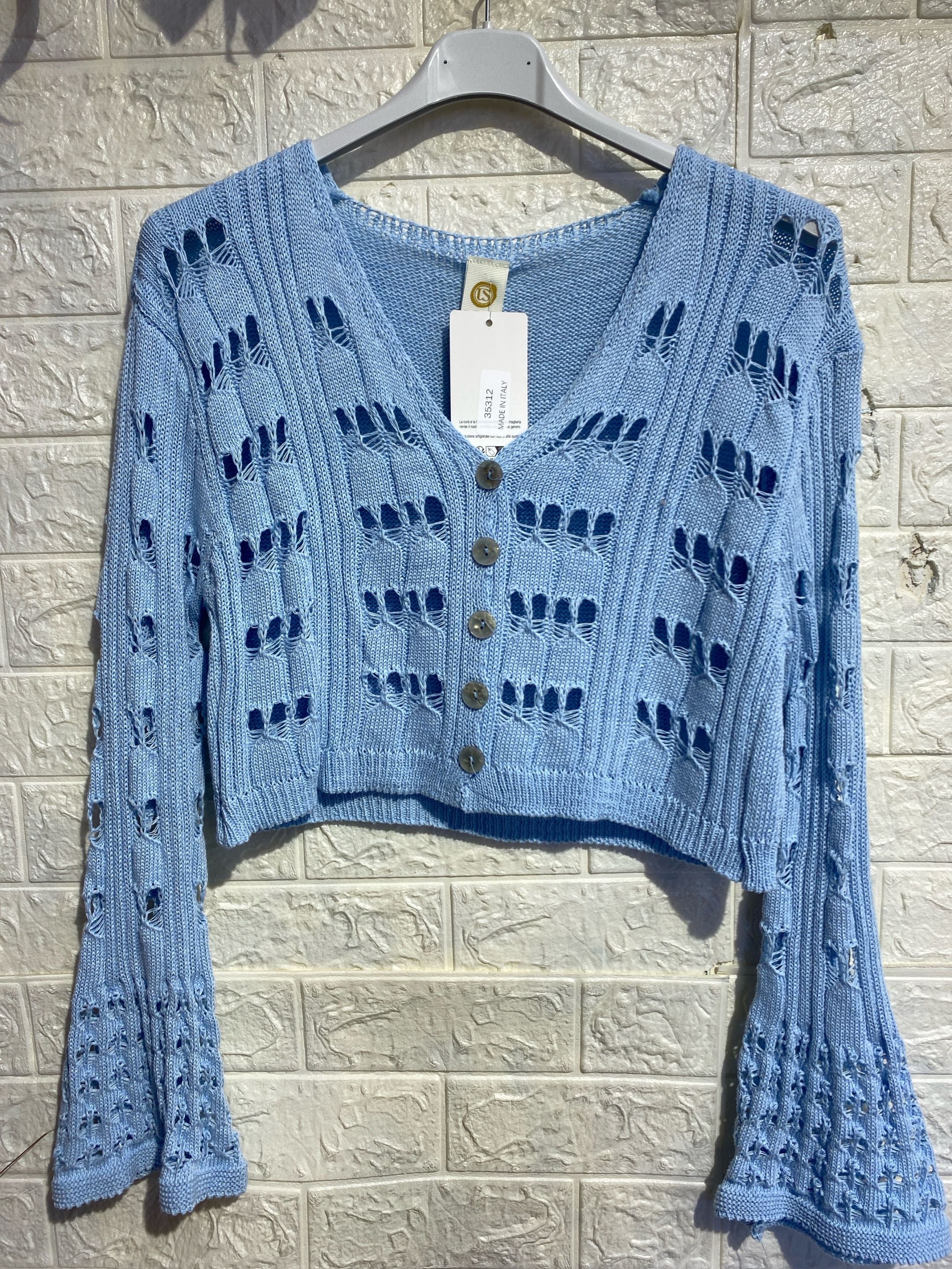 Cardigan Crop in Maglia Traforata – Romantic Boho Style