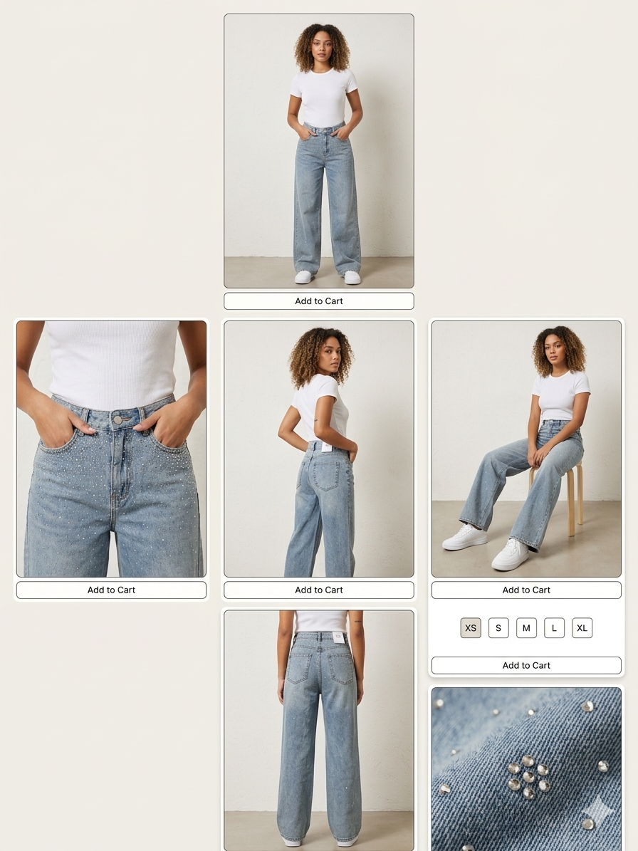 Jeans Wide Leg "Stardust" con Strass