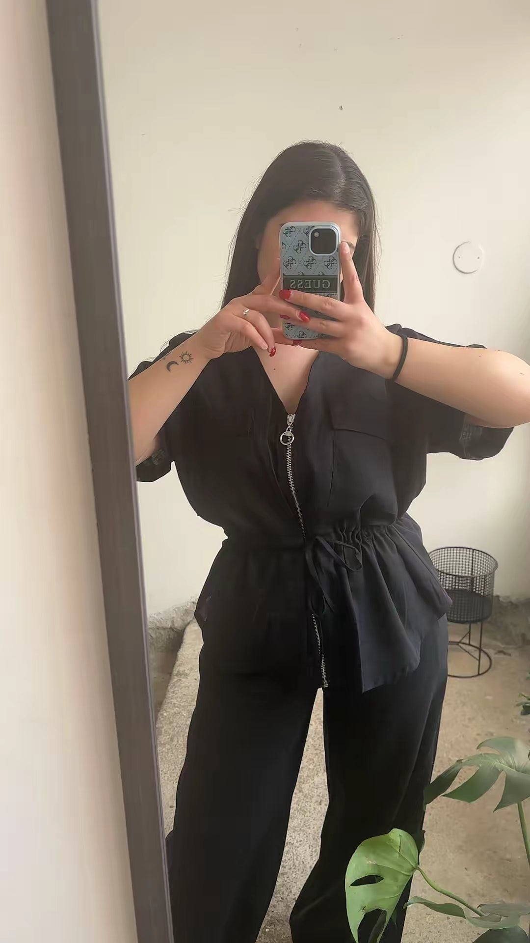 Coordinato "Urban Utility" Total Black – Camicia Zippata & Pantalone Wide Leg