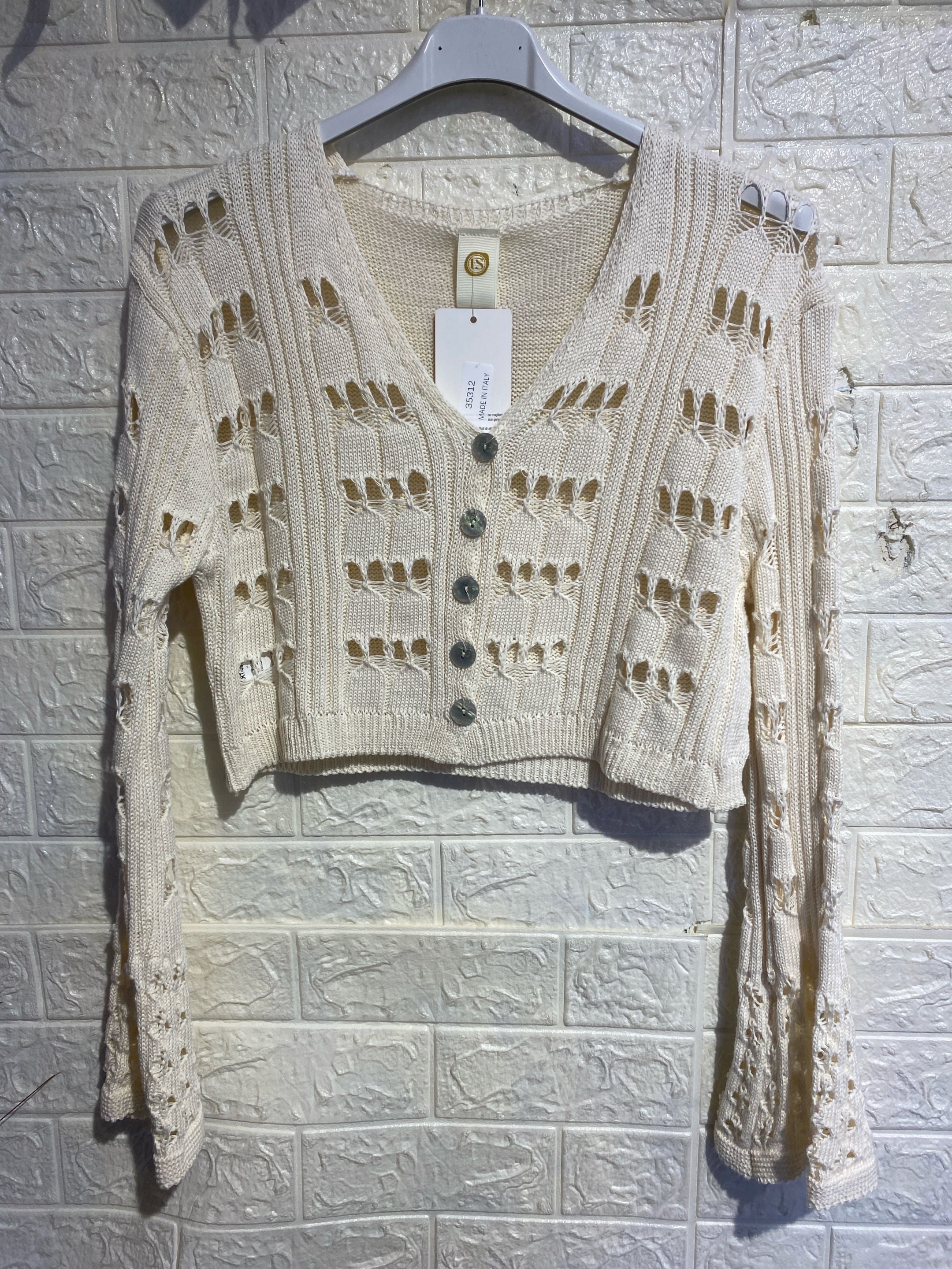 Cardigan Crop in Maglia Traforata – Romantic Boho Style