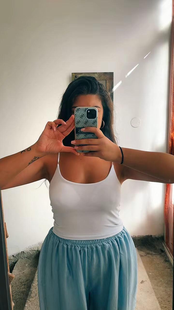 Top Crop Basic a Spalline Sottili