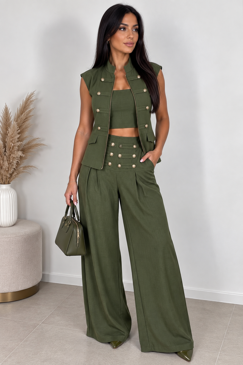 Coordinato “Military Chic” – Gilet e Pantalone
