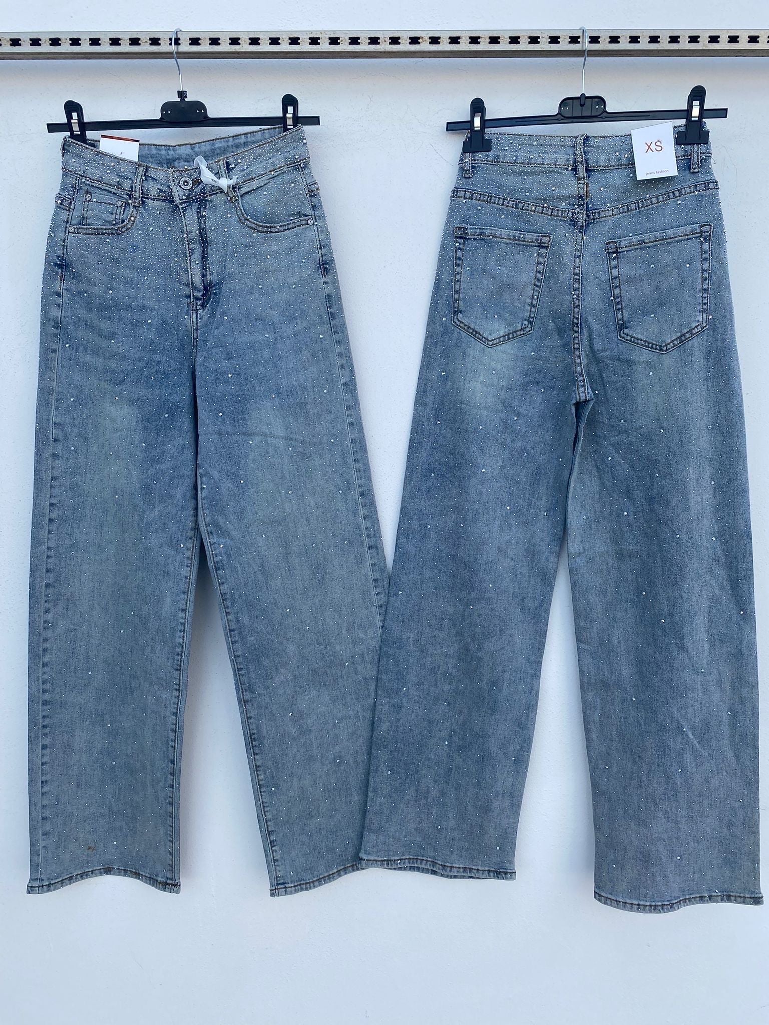 Jeans Wide Leg "Stardust" con Strass