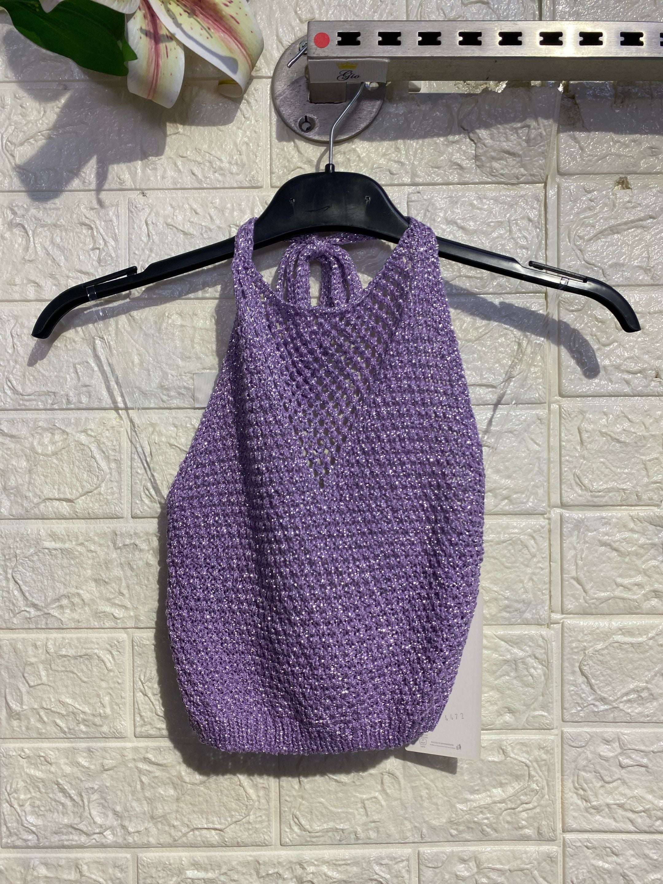 Top Crop Lurex ad Incrocio Americano
