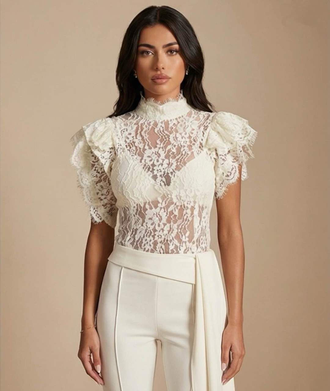 Jumpsuit "Ethereal Glam" – Eleganza Scultorea in Pizzo e Seta