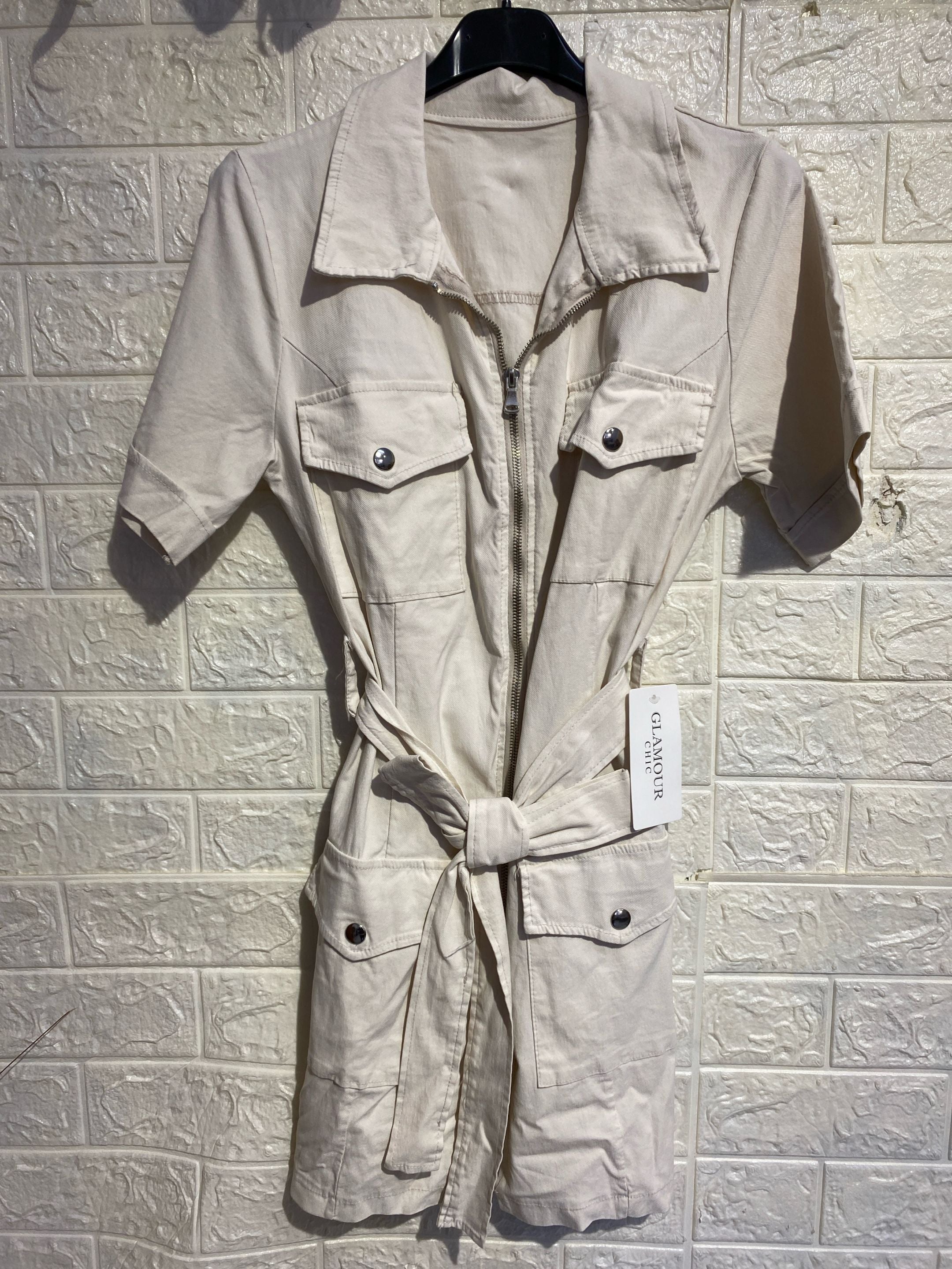 Abito Mini Safari "Cargo Chic" – Stile Grintoso e Femminile