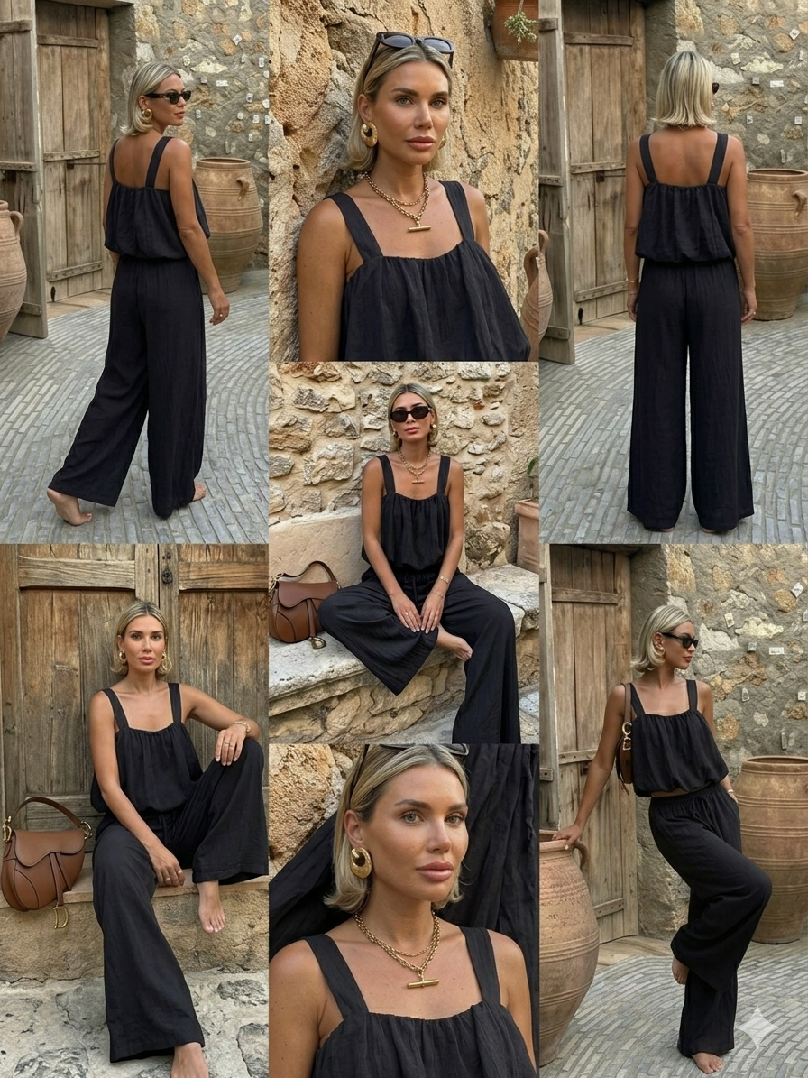 Coordinato "Summer Breeze" – Top Bubble e Pantaloni Wide Leg
