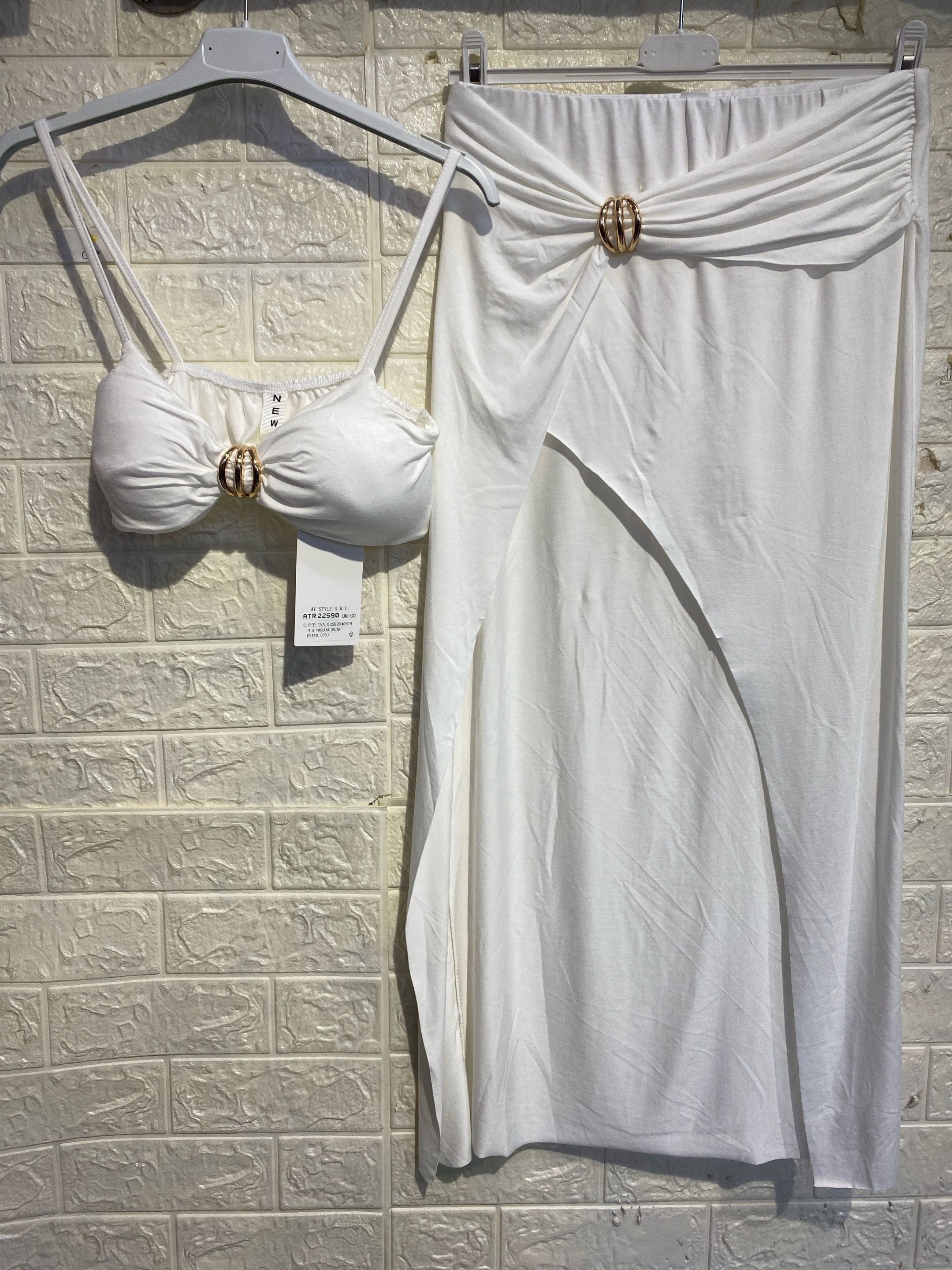 Coordinato Riviera– Top Crop e Gonna Longuette con Spacco