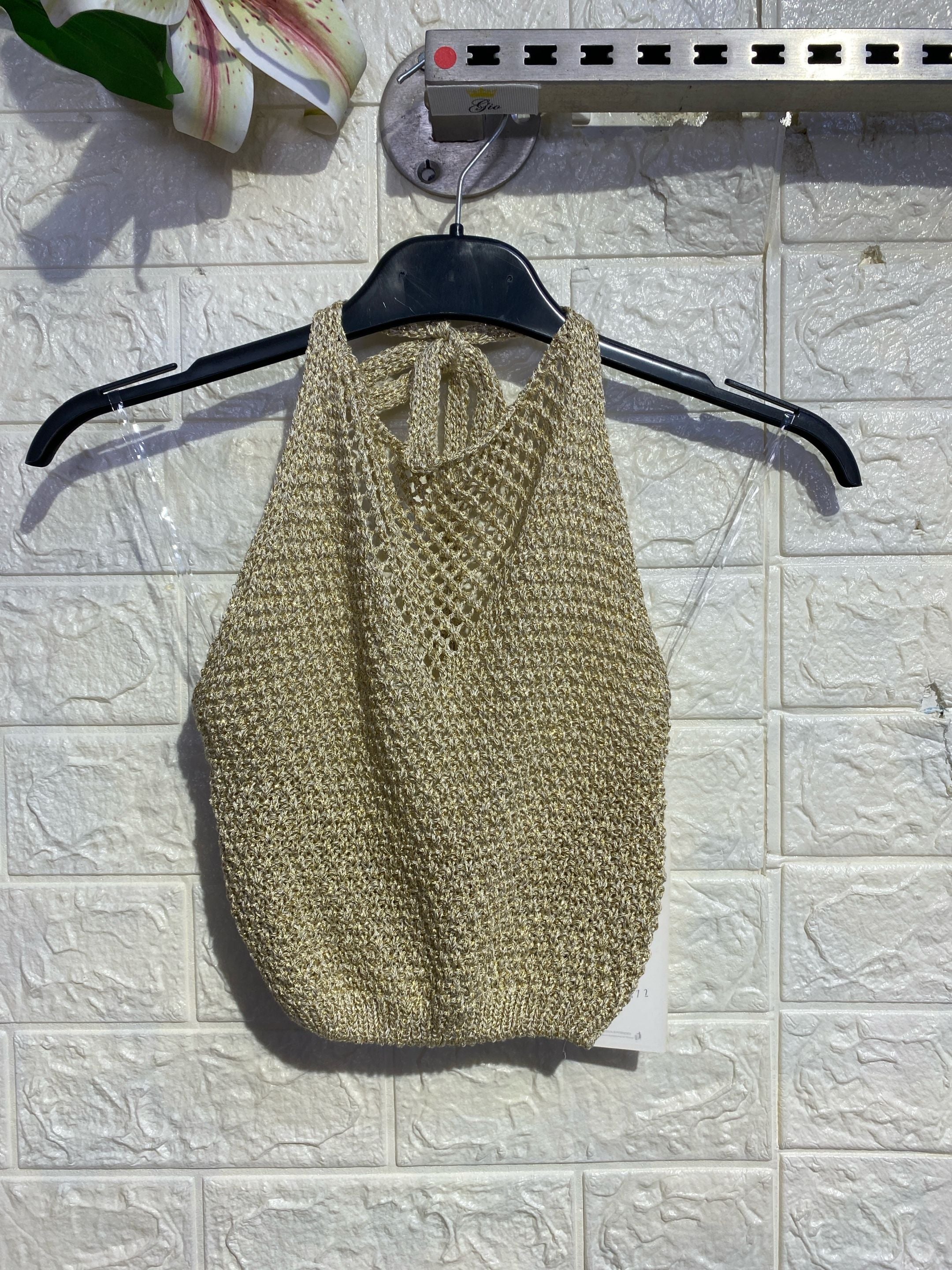 Top Crop Lurex ad Incrocio Americano