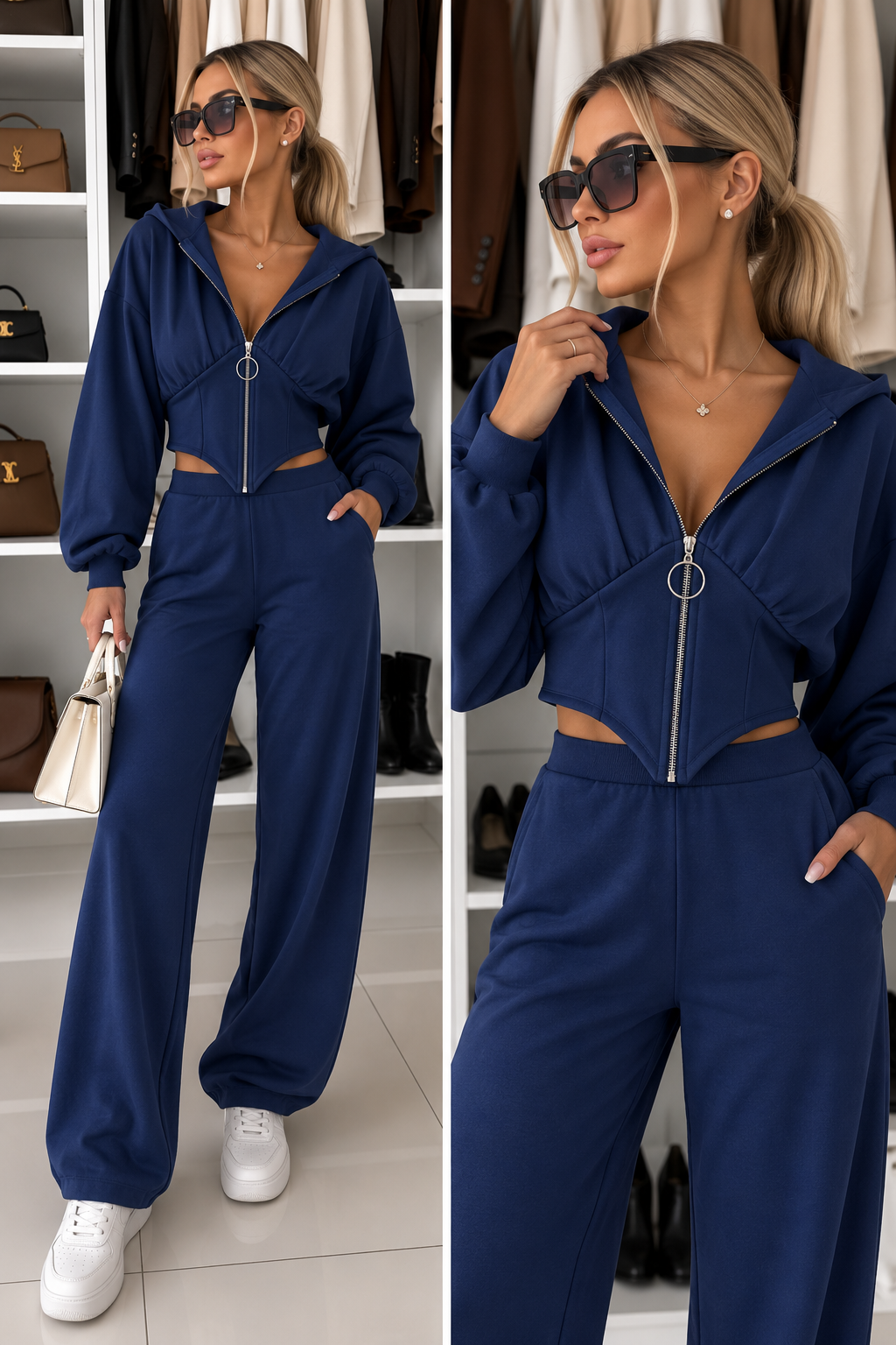 Coordinato Sportivo Crop con Cappuccio