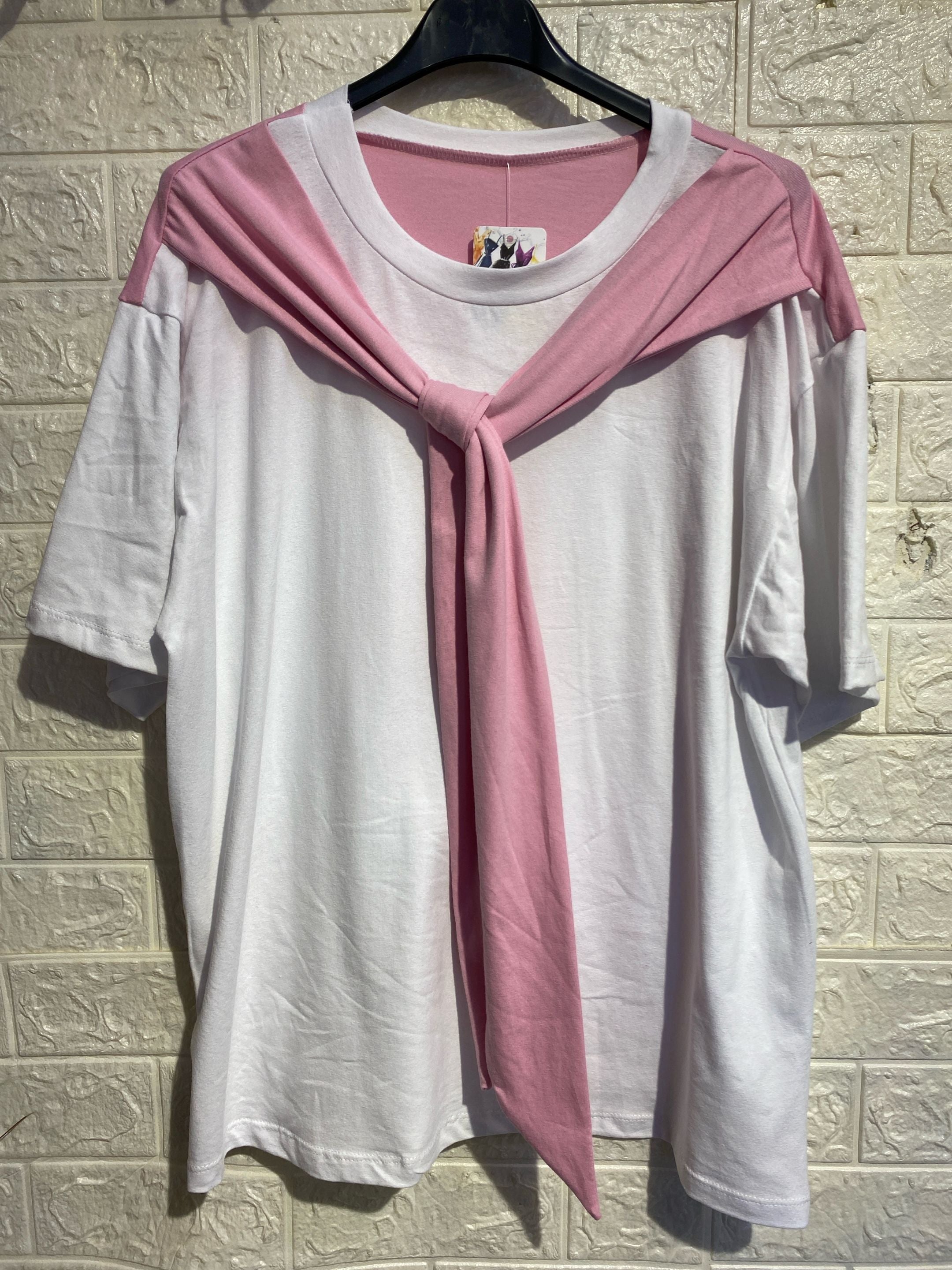 T-shirt "Double Style" con Foulard Integrato