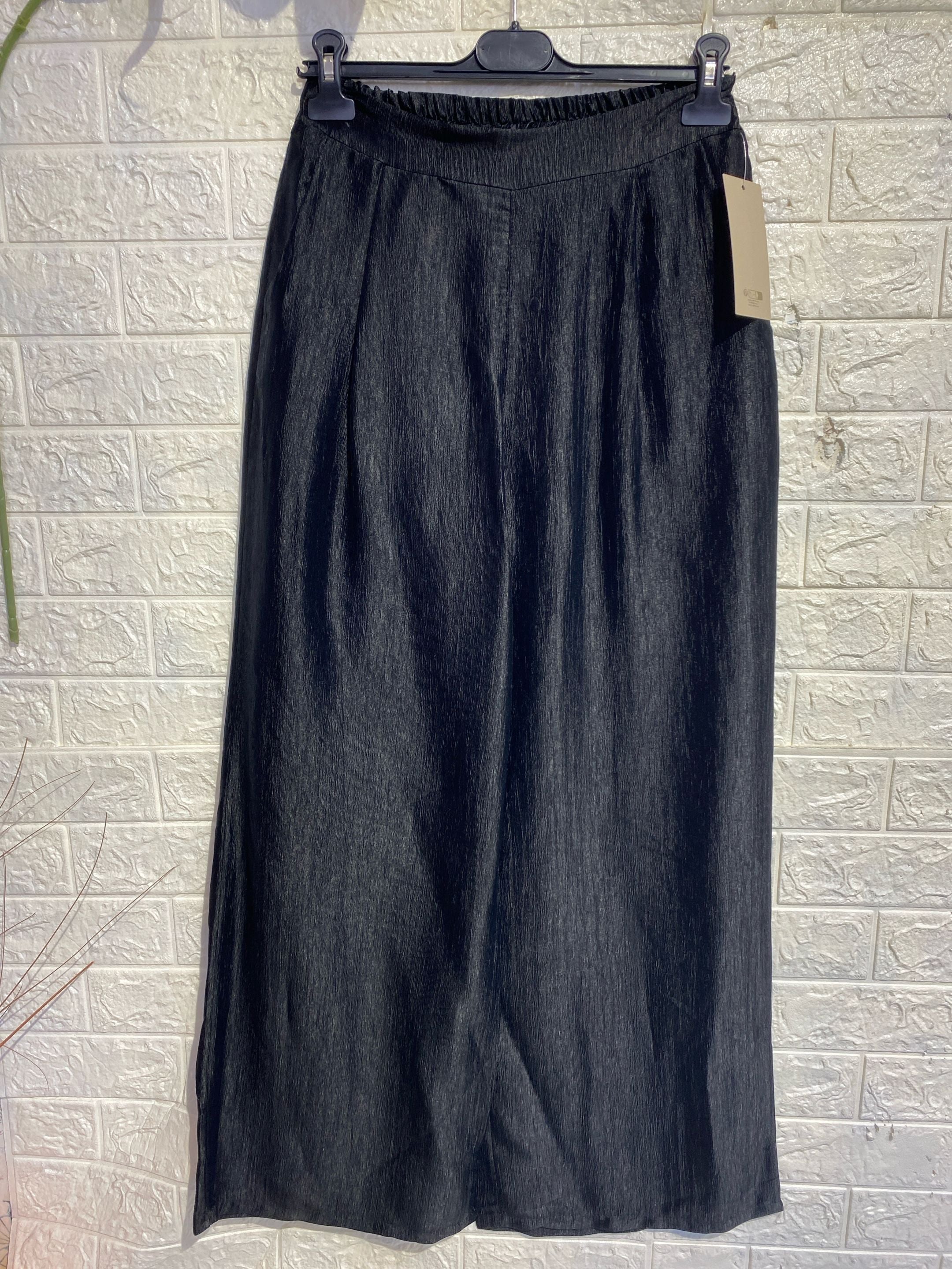 Pantalone Palazzo in Satin Effetto Crinkle
