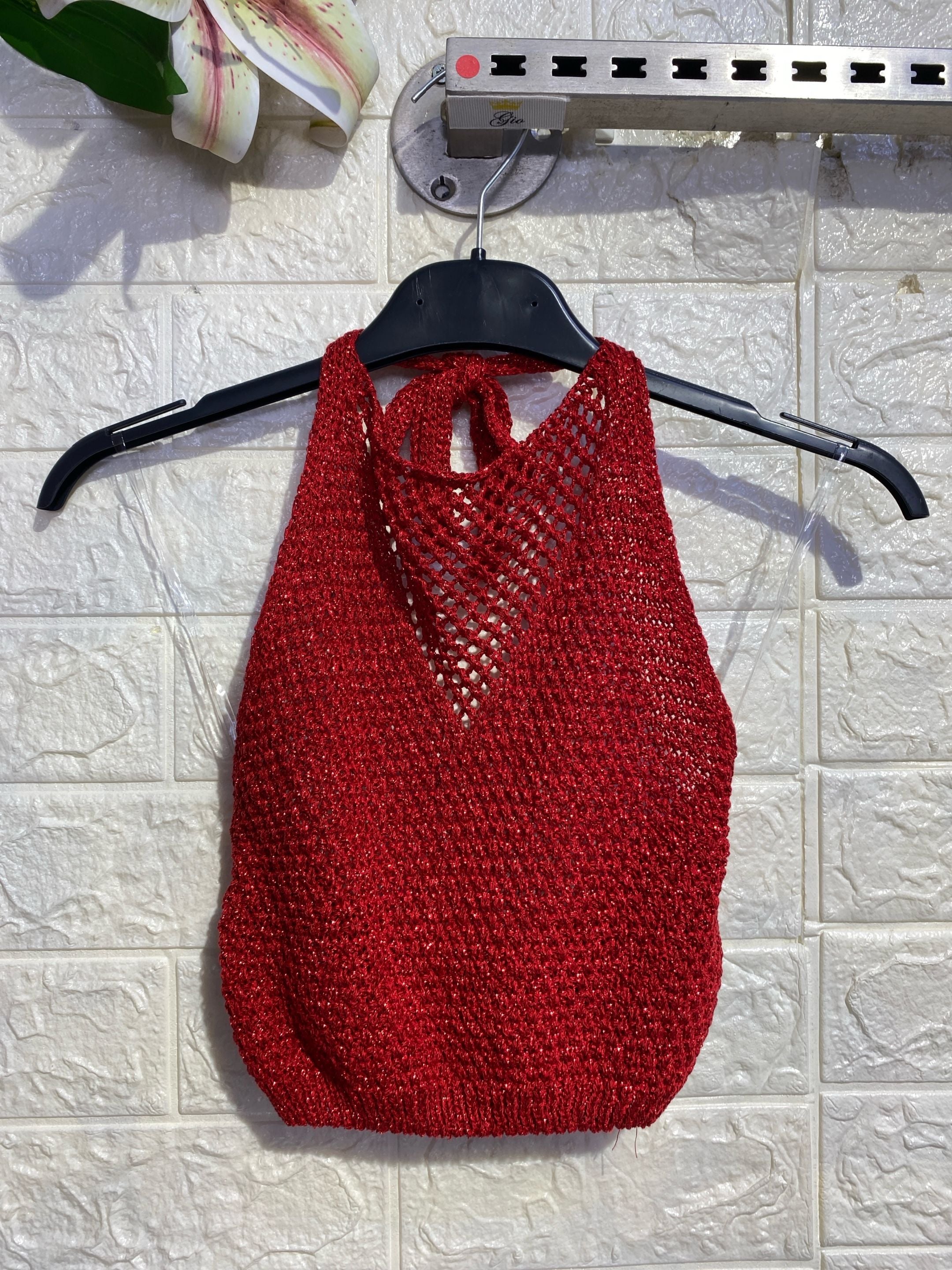 Top Crop Lurex ad Incrocio Americano