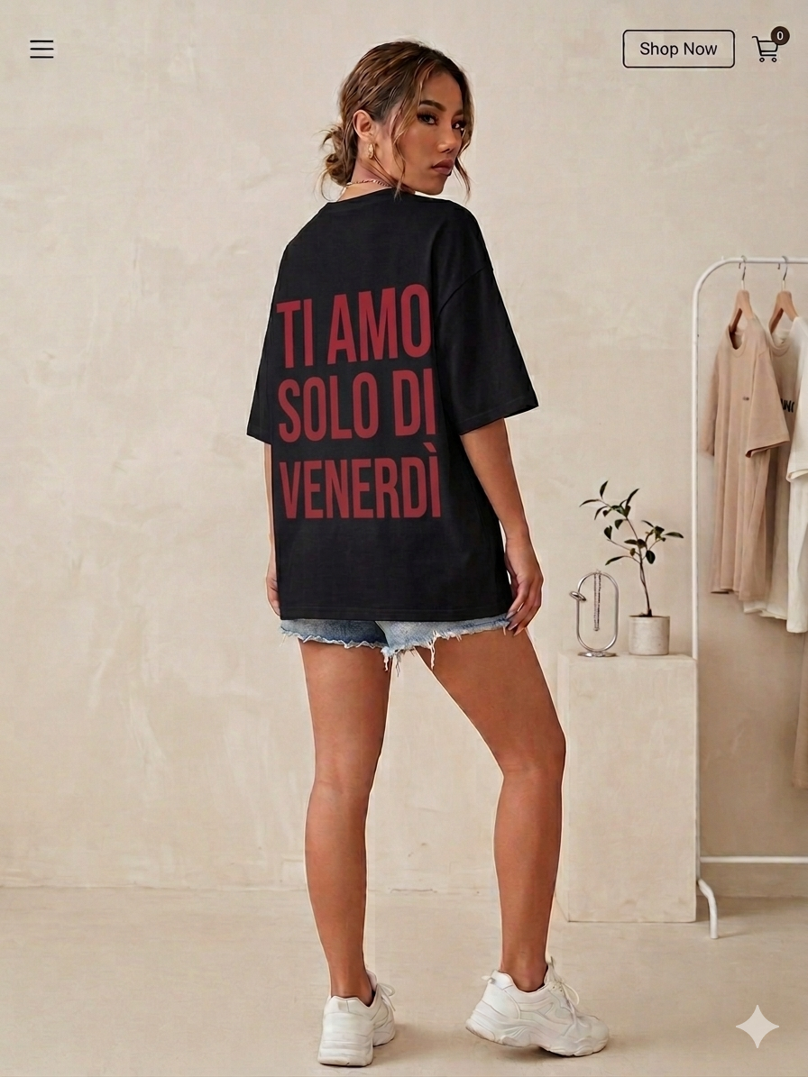 T-Shirt Oversize con Scritta Posteriore – Capsula Urban Statement