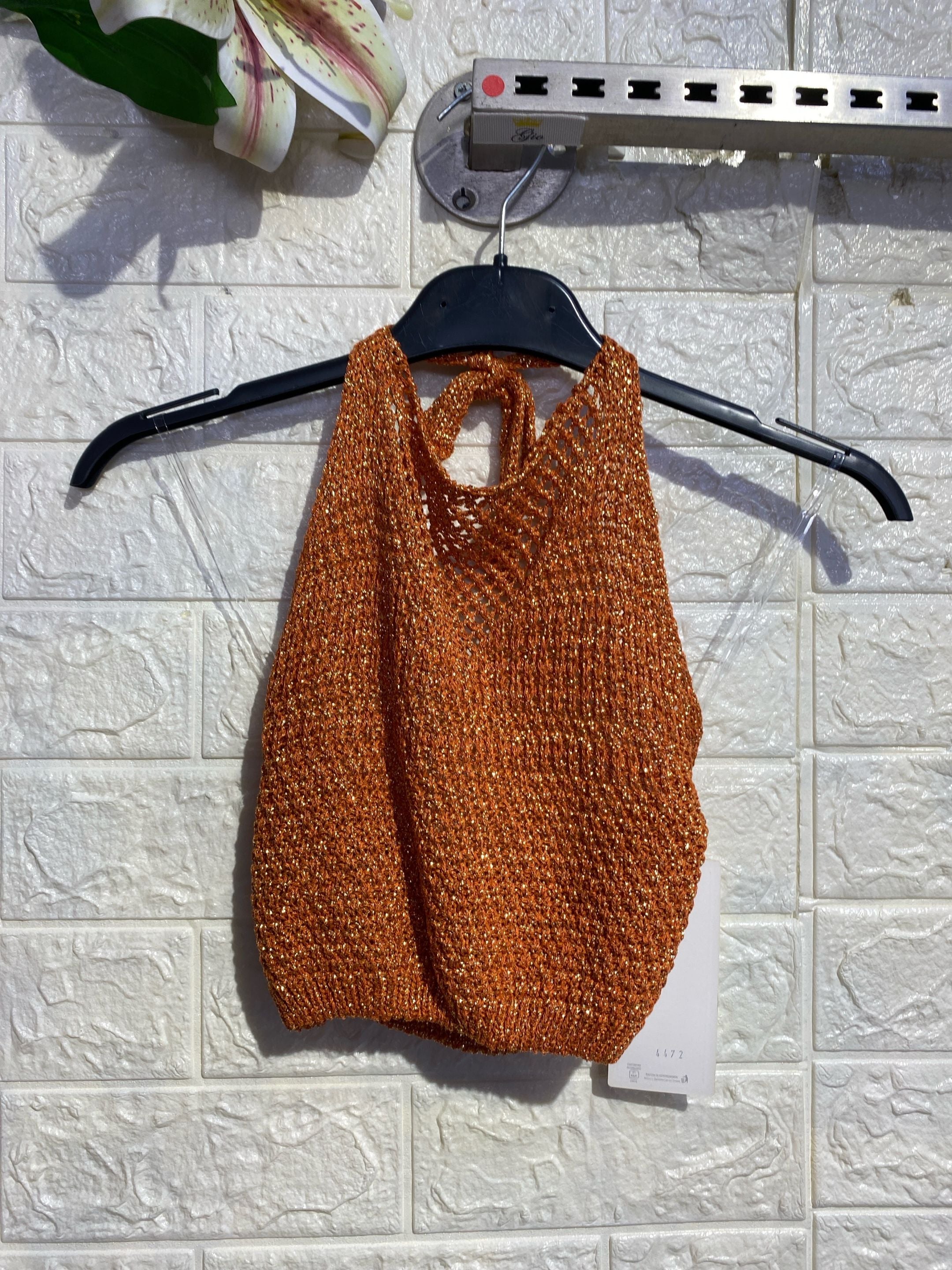 Top Crop Lurex ad Incrocio Americano