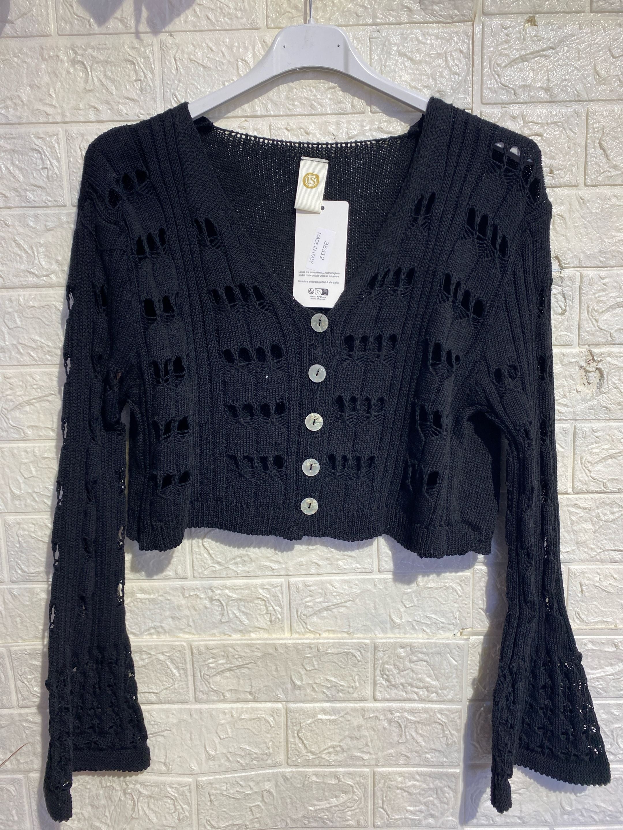 Cardigan Crop in Maglia Traforata – Romantic Boho Style