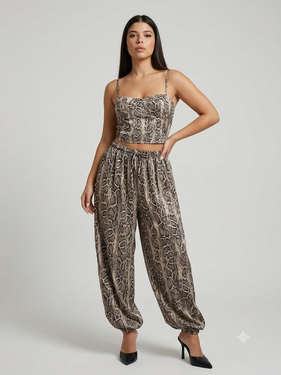 Coordinato "Gingham Chic" – Top Bustier & Pantalone Jogger